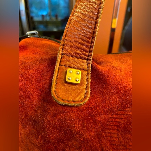 LOEWE Reddish-Auburn Suede Anagram Handbag, GUC - Picture 5 of 16